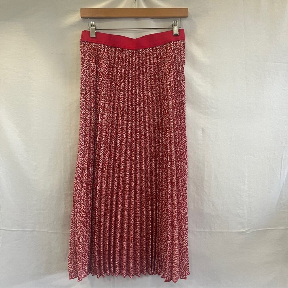 Vince Camuto Pleated Midi Skirt Womens Small Pink White Elastic Waist Lined Soft - Picture 4 of 10